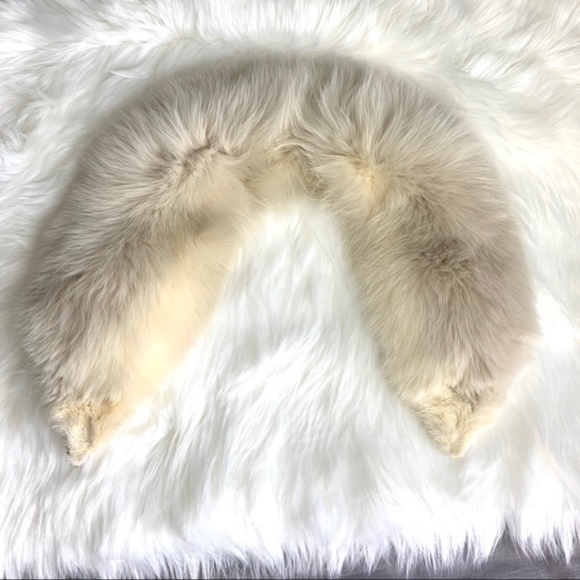 Authentic white fox fur collar wrap scarf style - Picture 3 of 9